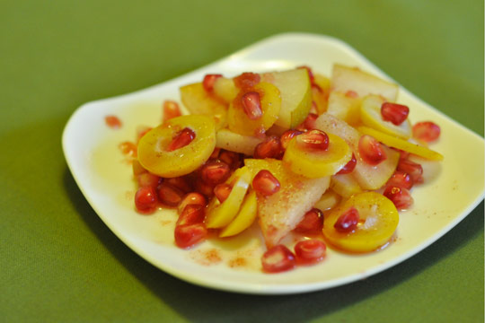Asian Pear, Fresh Date and Pomegranate Salad