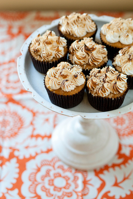 Sweet Potato Cupcakes with Toasted Marshmallow Frosting