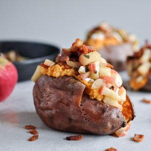 Apple Bacon Stuffed Sweet Potato