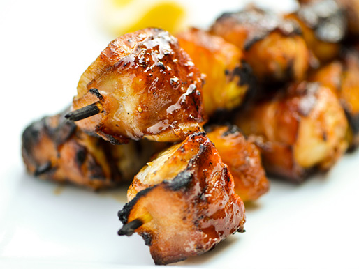 Bacon-Wrapped Chicken Skewers w/ Pineapple and Teriyaki Sauce