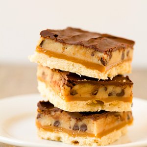 Chocolate Chip Cookie Dough Billionaire Bars