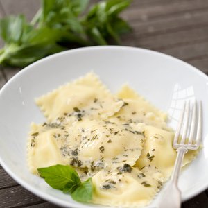 Fresh Corn Ravioli with Herb Cream Sauce