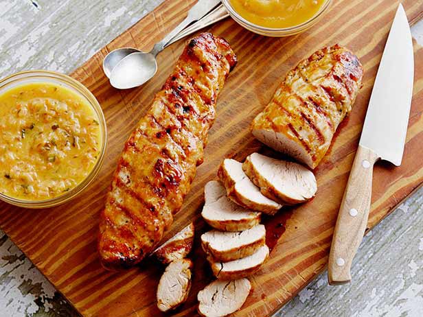 Grilled Pork Tenderloin w/ Guava Glaze & Orange-Habanero Mojo