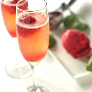 Strawberry Basil Sorbet Bellini