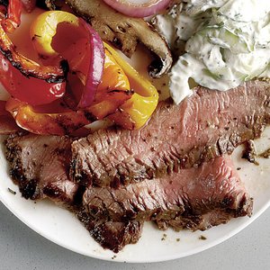 Grilled Flank Steak with Cucumber-Yogurt Sauce