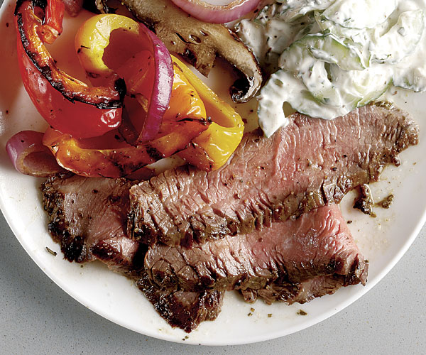 Grilled Flank Steak with Cucumber-Yogurt Sauce