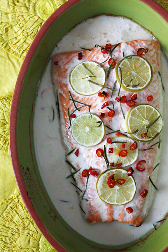 Baked Salmon in Lime-Coconut Cream Sauce