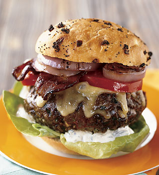 Jalapeno Cheeseburgers with Bacon and Grilled Onions