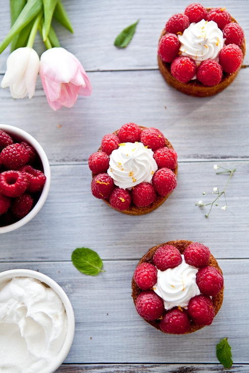Raspberry Pistachio Frangipane Tarts with Meyer Lemon Chantilly