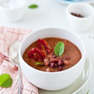 Roasted Tomato and Vegetable Soup with Tasso Ham