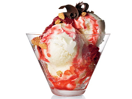 Cheesecake Ice Cream with Strawberry Sauce