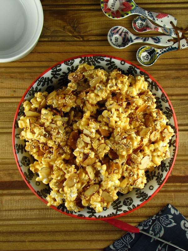 Toasted Sesame and Almond Caramel Popcorn