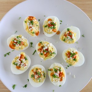 Buffalo Blue Cheese Deviled Eggs