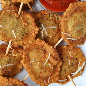 Deep-Fried Ravioli on a Stick