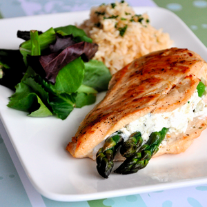 Asparagus and Goat Cheese Stuffed Chicken