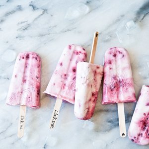 Smashed Berry-Lime-Coconut Yogurt Ice Pops