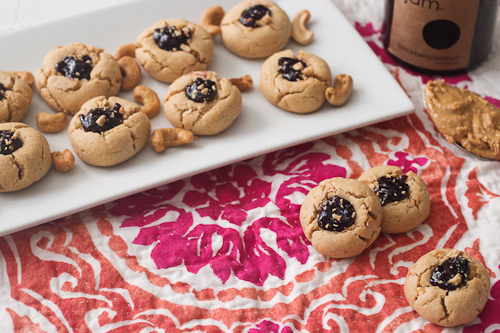 Cashew Butter and Blackberry Jam Thumbprint Cookies