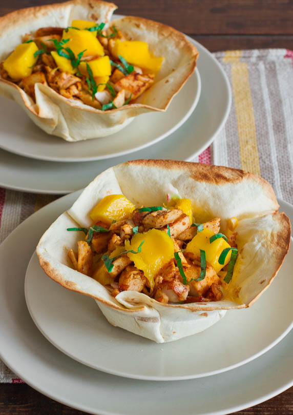 Chicken and Mango Tortilla Bowls