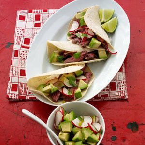 Beef Tacos with Radish and Avocado Salsa