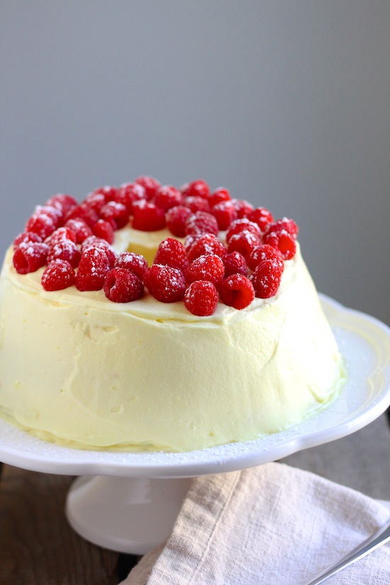 Lemon Raspberry Angel Cake