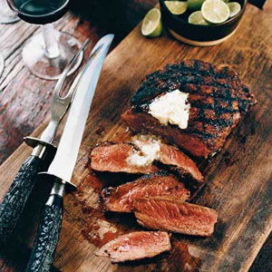 Mexican Spice-Rubbed Ribeyes with Lime Butter