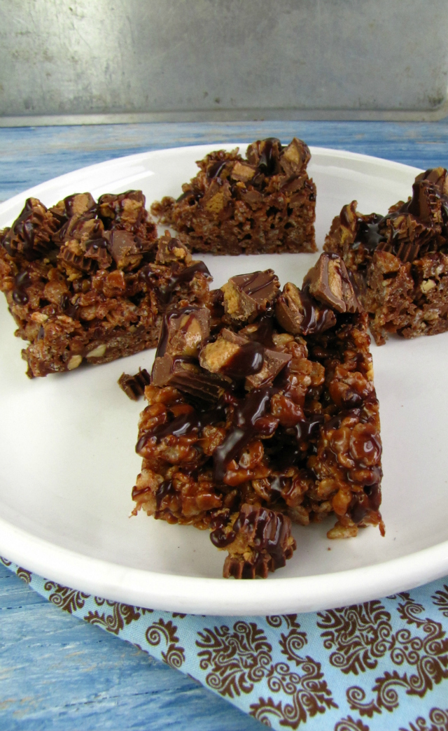 Peanut Butter and Chocolate Rice Krispie Treats
