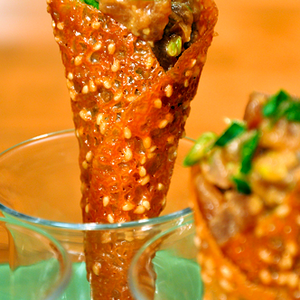 Tuna Tartare in Miso Cones