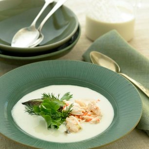 Portuguese White Gazpacho with Crab