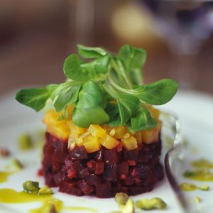 Beet and Goat Cheese Salad with Pistachios