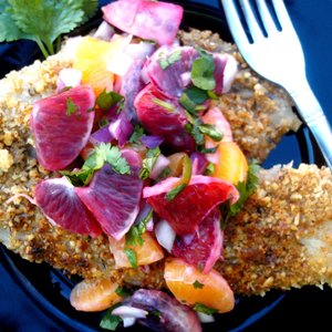 Blood Orange Salsa over Pecan Encrusted Tilapia