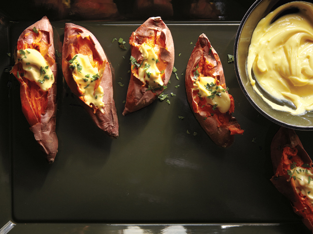Baked Yams with Saffron Aioli