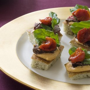 Grilled Beef Tenderloin on Focaccia Toasts