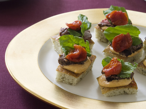 Grilled Beef Tenderloin on Focaccia Toasts