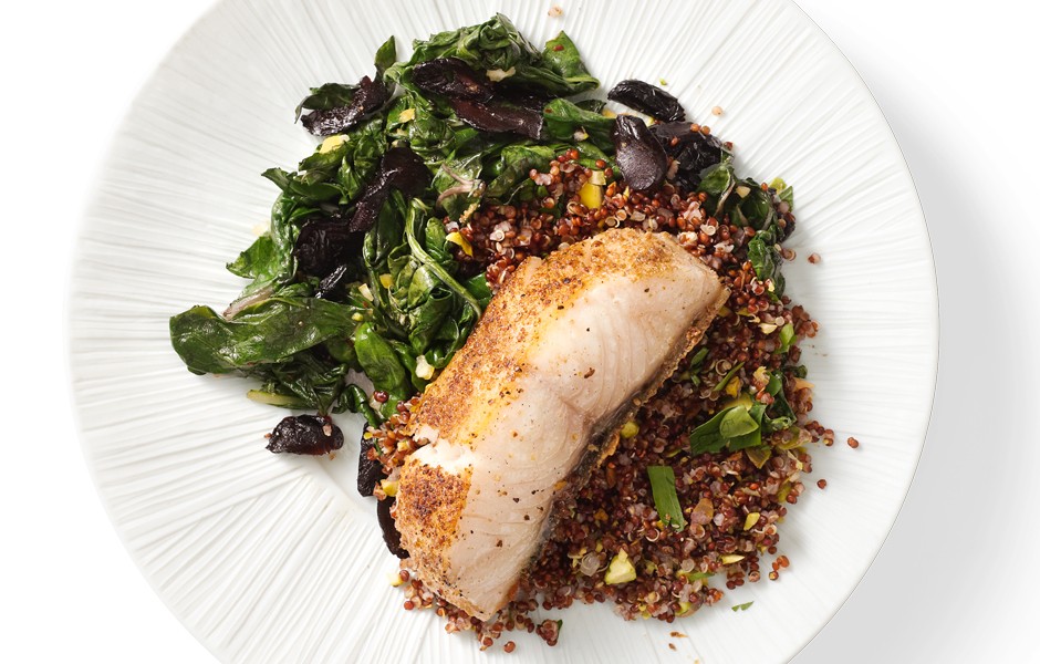 Black Cod with Swiss Chard, Olives and Lemon