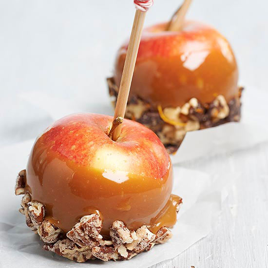 Bourbon Candied Pecan Caramel Apples
