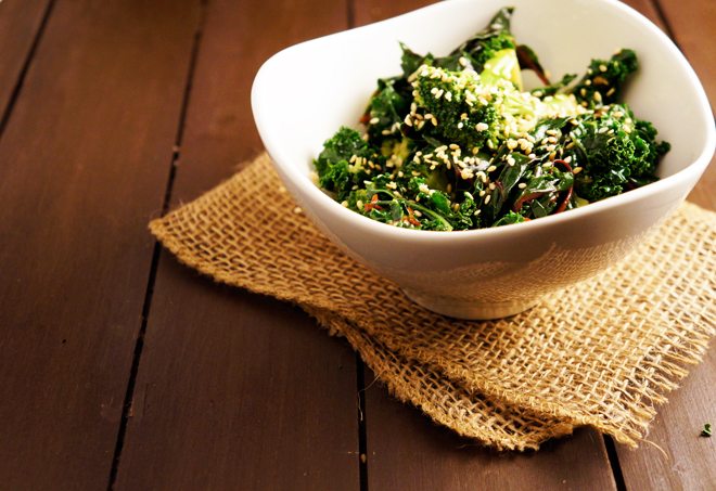 Honey-Sesame Steamed Greens