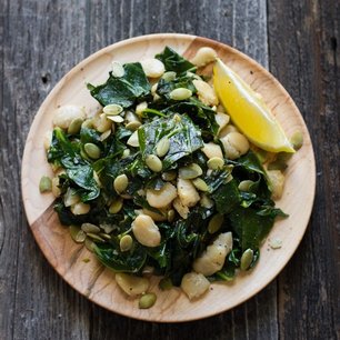 Garlic Lemon Collard Greens and Butter Beans