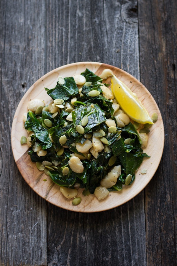 Garlic Lemon Collard Greens and Butter Beans