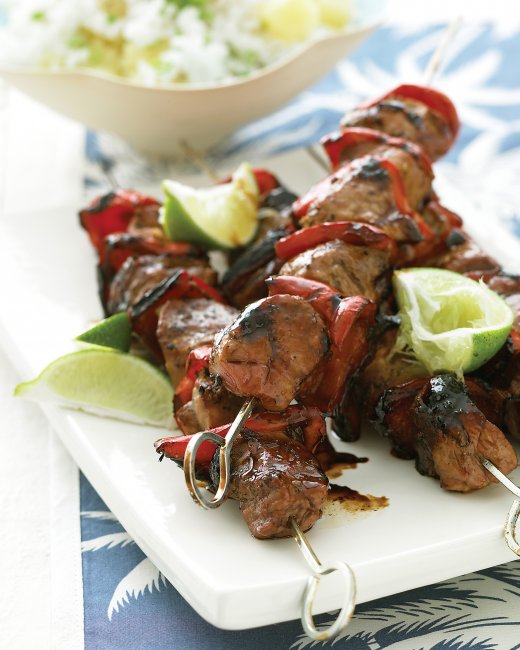 Pacific Pork Kebabs with Pineapple Rice