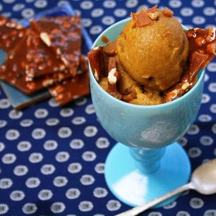 Pumpkin Rum Sorbet with Cinnamon Walnut Brittle